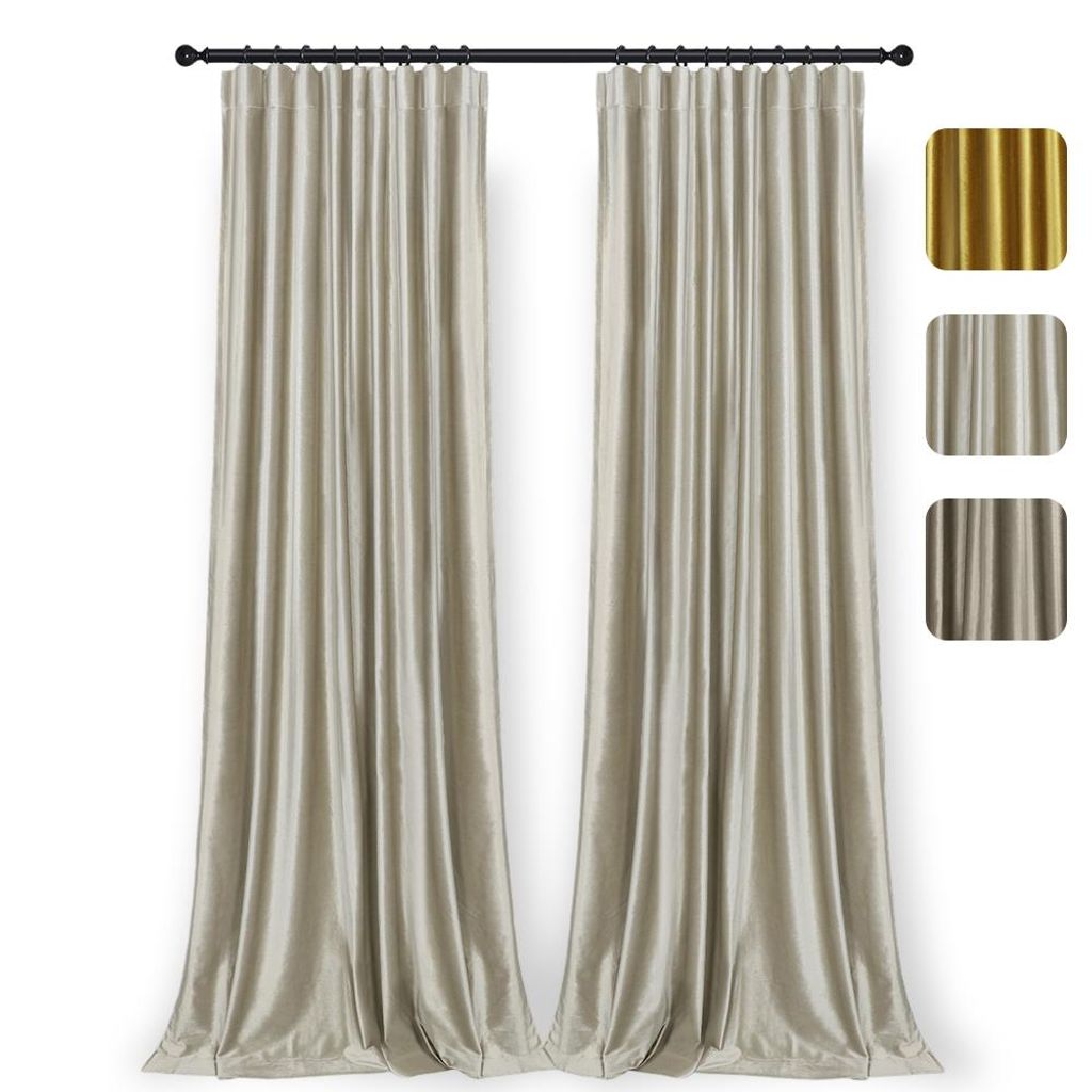 2er-Set Samt Vorhänge Blickdicht, Champagne Kräuselband Vorhang, Samtvorhänge Thermovorhänge Verdunkelungsvorhänge Wohnzimmer Schlafzimmer, 13...