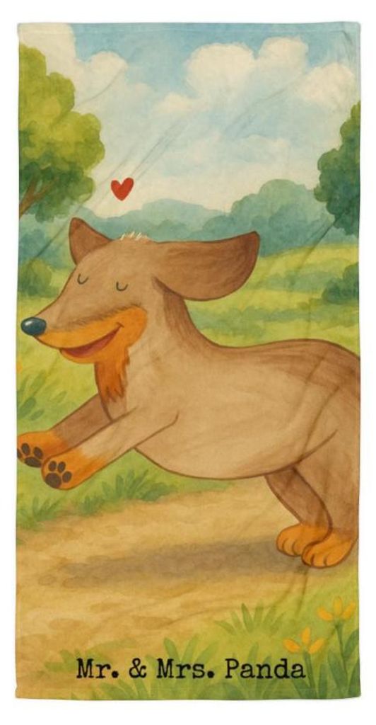 Mr. & Mrs. Panda Strandtuch Hund Dackel Design - Weiß - Geschenk, Reisehandtuch, Badehandtuch, Hunde, Handtuch, Duschhandtuch, Duschtuch, Herz, Da...
