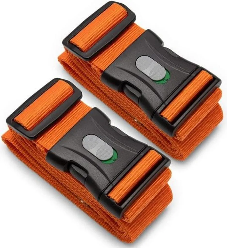 Accessoire voyage : Sangle à valise réglable orange 250x5cm - Pack de 2 unités