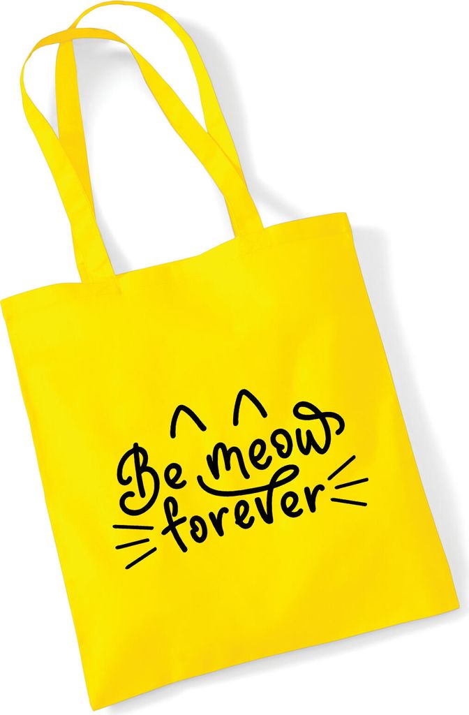 Huuraa Jutebeutel Be meow forever Katze 10 Liter Yellow Baumwolle Tasche Geschenkidee