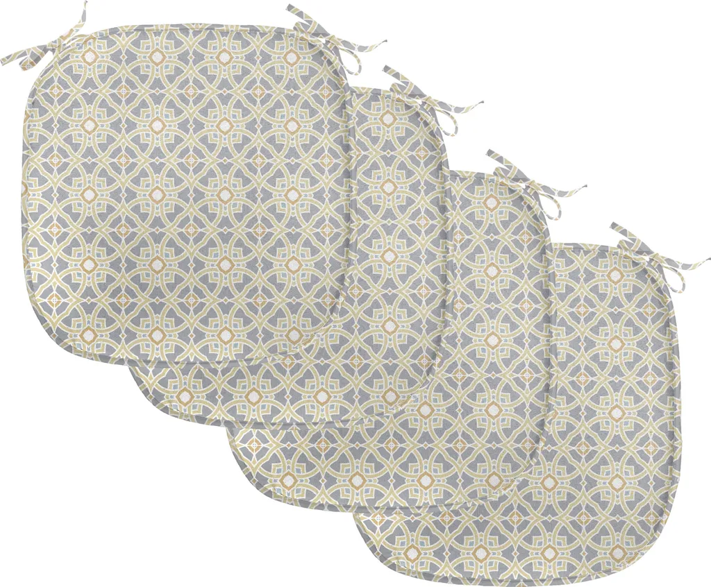 ABAKUHAUS Lot de 4 Coussins de Chaise Géométriques 40x40cm Taupe Jaune