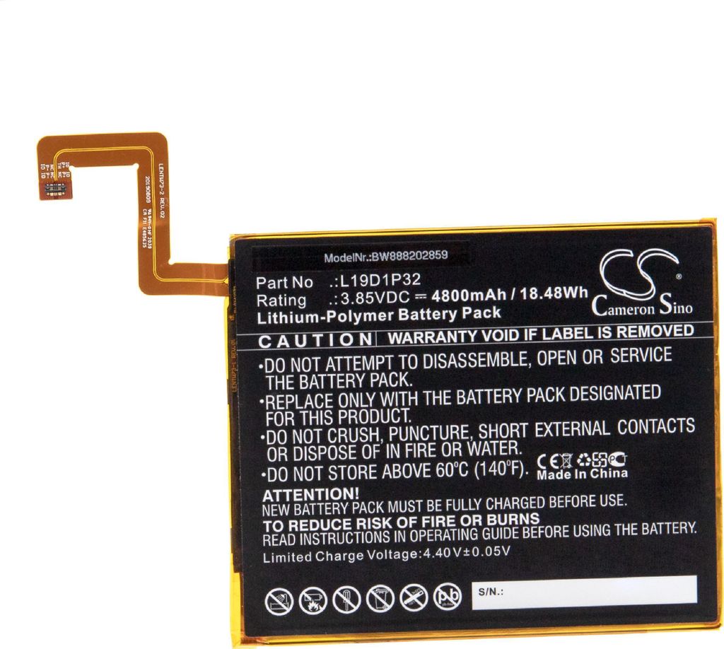 vhbw Akku kompatibel mit Lenovo TB-X606F, Tab M10 Plus Tablet Pad (4800 mAh, 3,85 V, Li-Polymer)