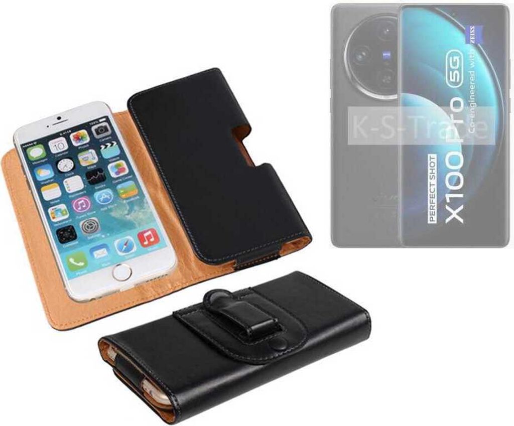 K-S-Trade Schützhülle Handyhülle kompatibel mit Vivo X100 Pro Holster Gürtel Tasche Schutzhülle Handy-Tasche Smartphone Case Seitentasche schwarz