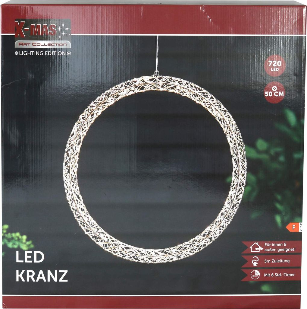 LED Lichtkranz auf Metallgestell 720 LEDs Ø 50 cm Türkranz Produktbild 5