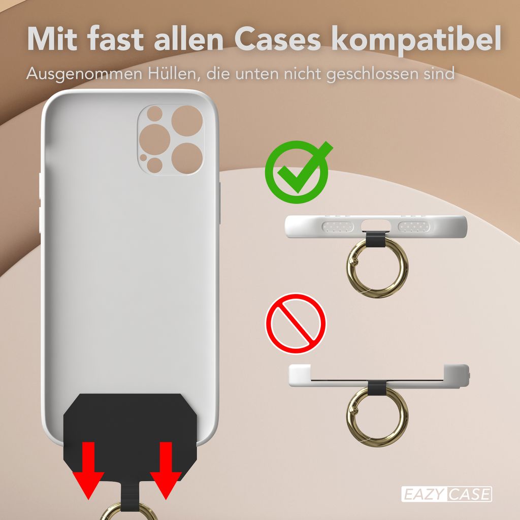 EAZY CASE Handykette – Verstellbar 90–145 Cm, Mit Silikon-Hülle, Für Galaxy S21 FE 5G (grün-beige)