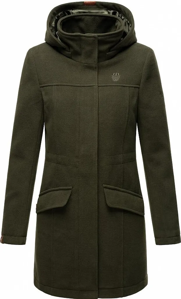 MARIKOO Dames mantel trenchcoat winterjas overgangsjas parka lang B820, camel, XL