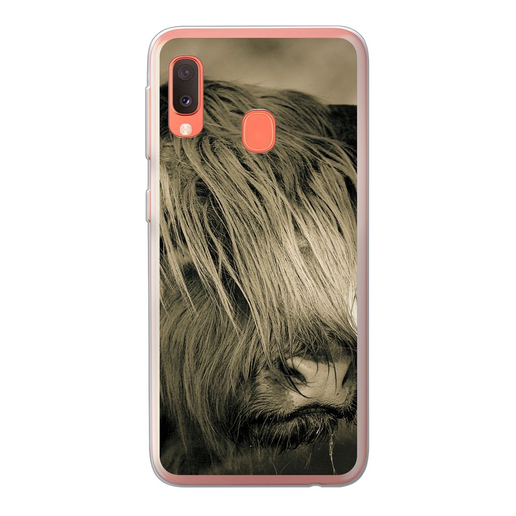 MuchoWow Handyhülle Schutzhülle Hülle für Samsung Galaxy A20e Schottischer Highlander - Tiere - Haare Silikon Softcase Handy Hülle - Abdeckung