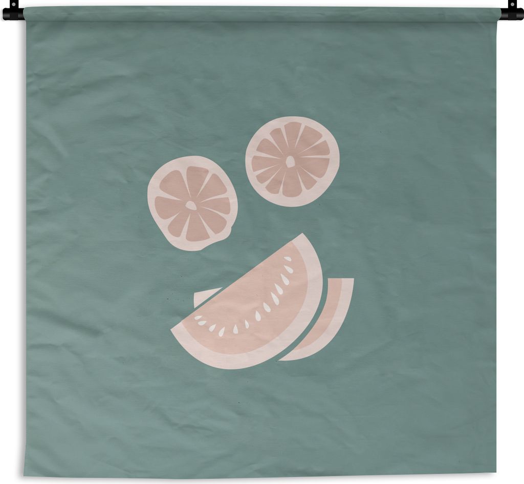 MuchoWow Wandteppich Wandbehang Sommer - Obst - Rosa 150x150 cm Tapisserie Dekoration Wandtuch - Wohnaccessoires - Modernes