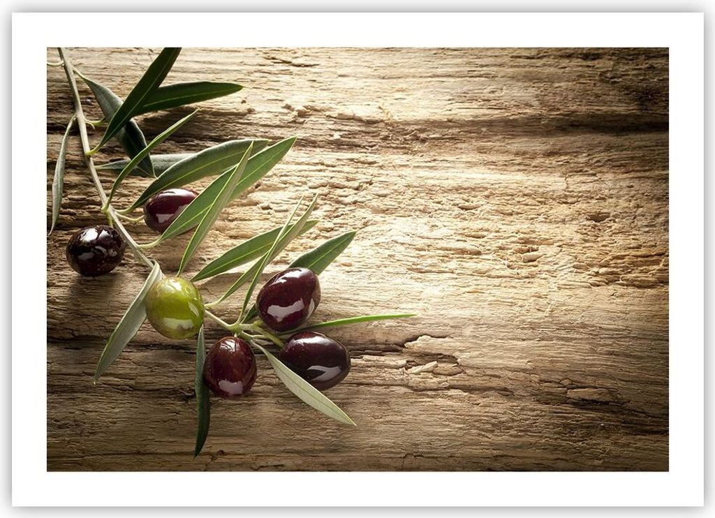 Poster - Poster ohne Rahmen - Oliv italien aroma diät - 70x50 cm - Wand Bild - Wanddeko - Wandbilder - Kunstposter - Wandposter - Bilder - Kunstdr...