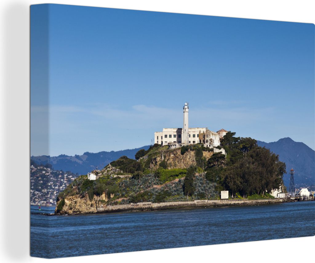 OneMillionCanvasses - Leinwandbilder - 140x90 cm, Blick auf Alcatraz bei San Francisco in Amerika, Wandbilder Kunstdruck Wanddekoration - Foto au...
