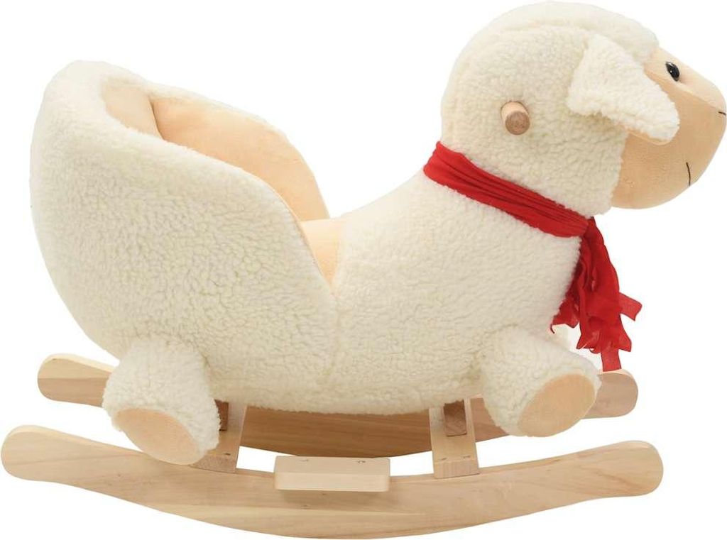 vidaXL Schaukeltier Schaf mit Rückenlehne Plüsch 60x32x50 cm Weiß