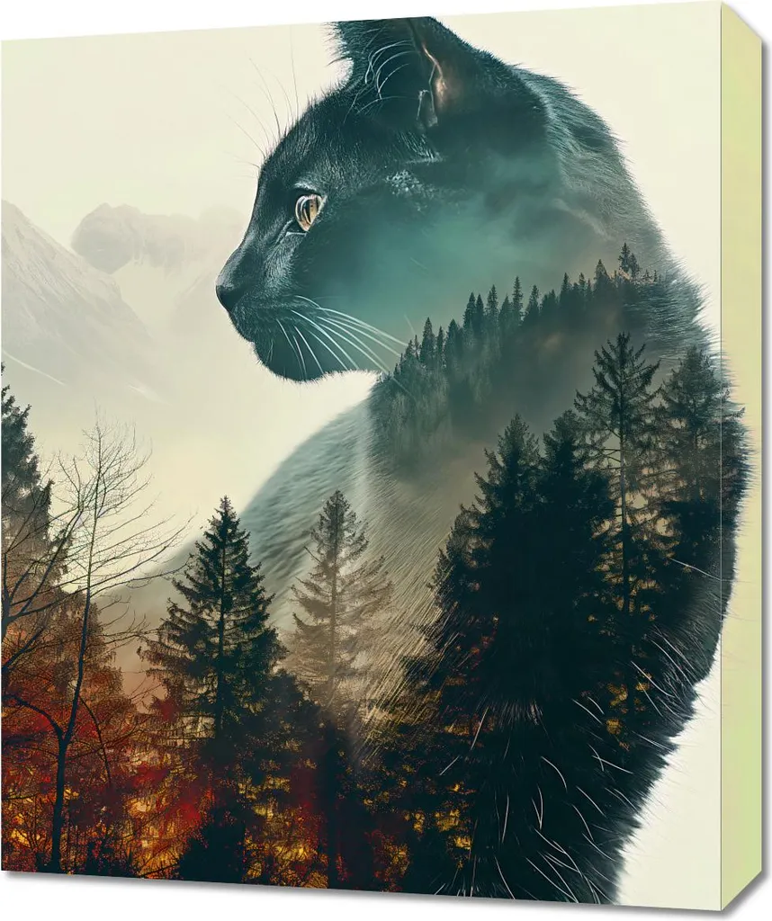 OFFERTA Quadro Gatto della Foresta 50x60 cm | Spedizione Inclusa