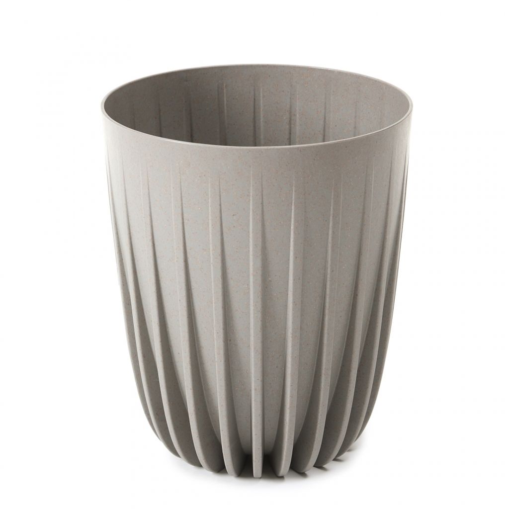 Mira Eco Holz-Kunststoff-Blumentopf mit Einsatz, 14,5 cm, grau