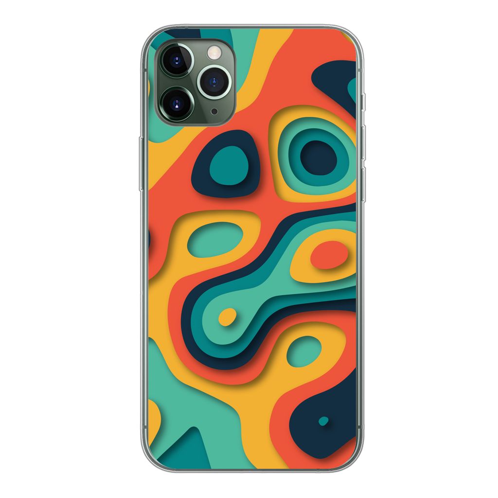 MuchoWow Handyhülle Schutzhülle Hülle für iPhone 11 Pro Max Kreis - Muster - Farben Silikon Softcase Handy Hülle - Schutz