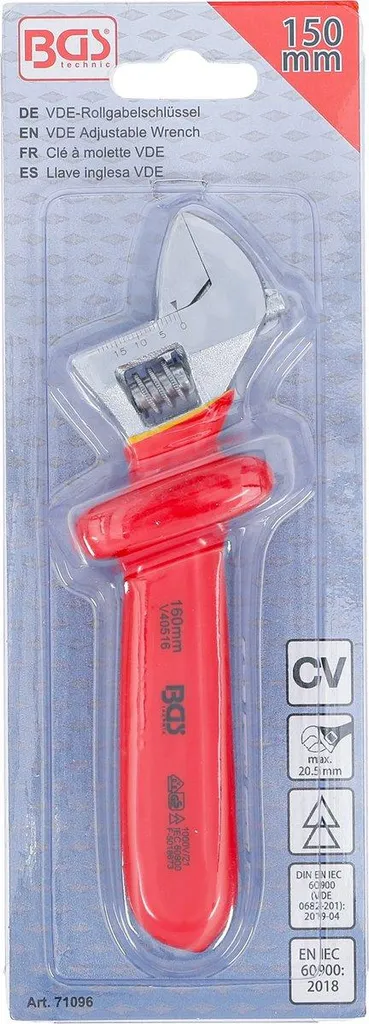Clé à molette isolée VDE 1000V BGS 71096 pour travaux électriques - 6