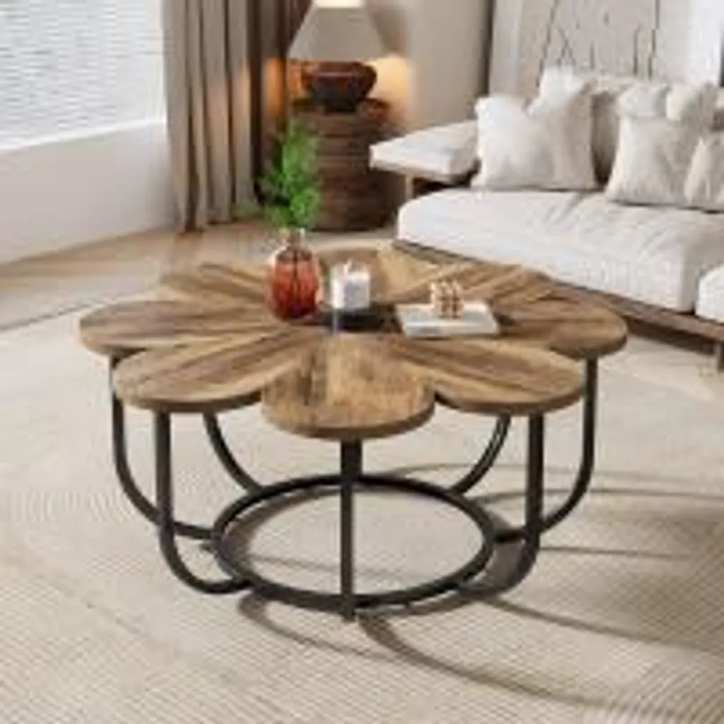 Tribesigns Table Basse 100cm, Table d'Appoint Moderne en Forme de Fleur