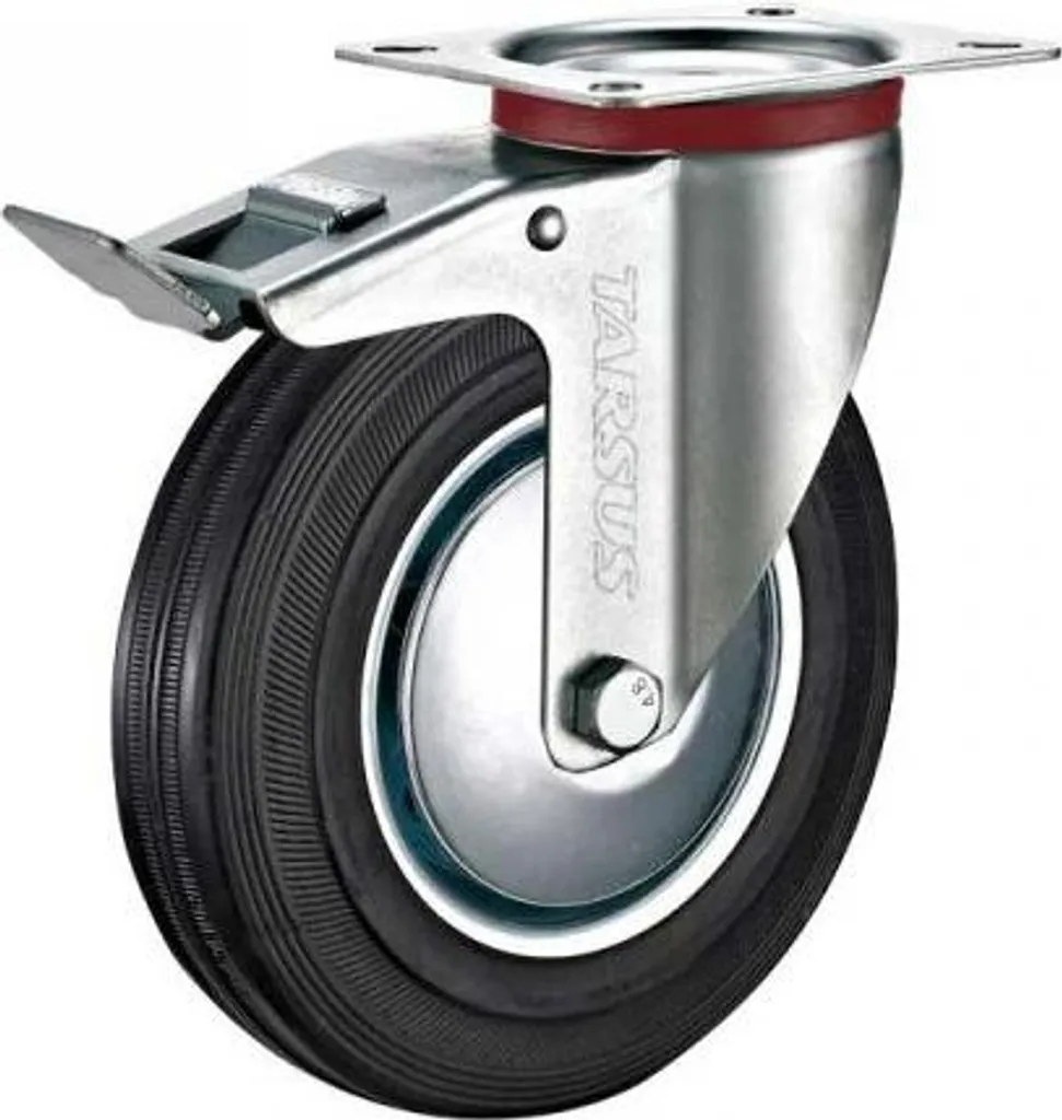 Grande roue pivotante 200 mm avec frein Tarsus noire haute charge