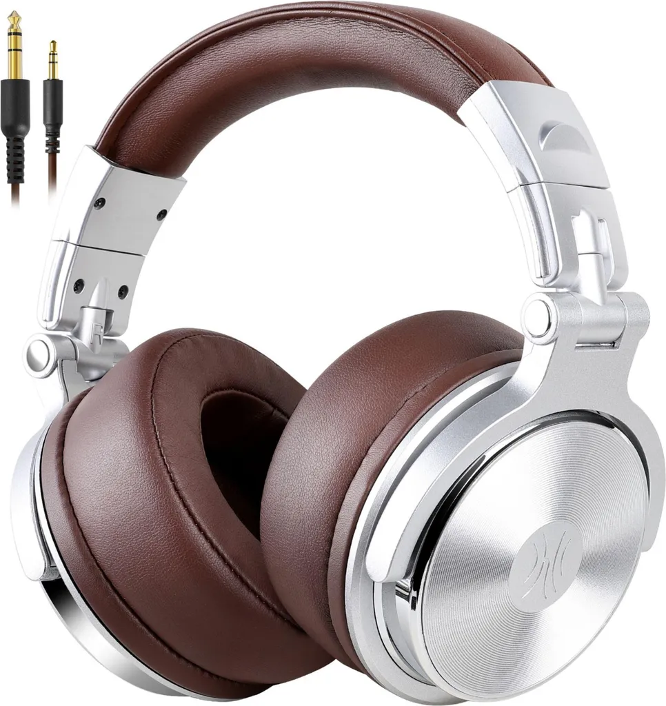 OneOdio Pro40 Casque Audio Hi-Fi avec Driver 50mm Argent et Brun Chic
