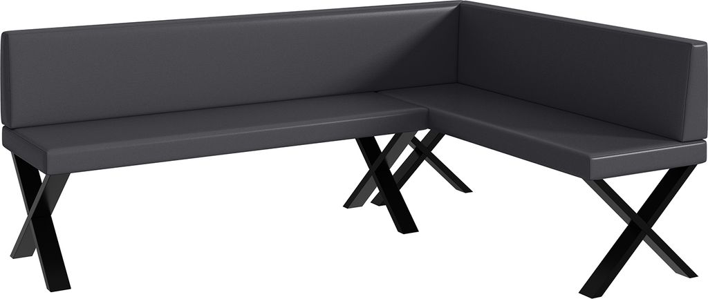 MEBLINI Eckbank für Esszimmer - Küchenbank - Essecke - Sitzecke Küche - TONI - X-Beine 142x196x87cm Rechts - Grau Kunstleder