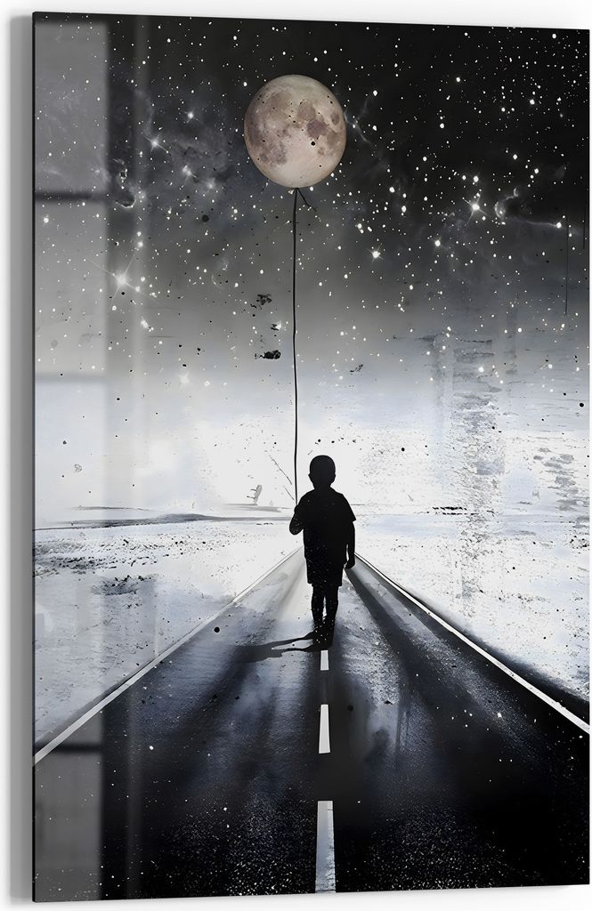 DEQOART Magnettafel Glas 40x60 cm 'Mondreise des Wanderers' beschreibbar Whiteboard Küche
