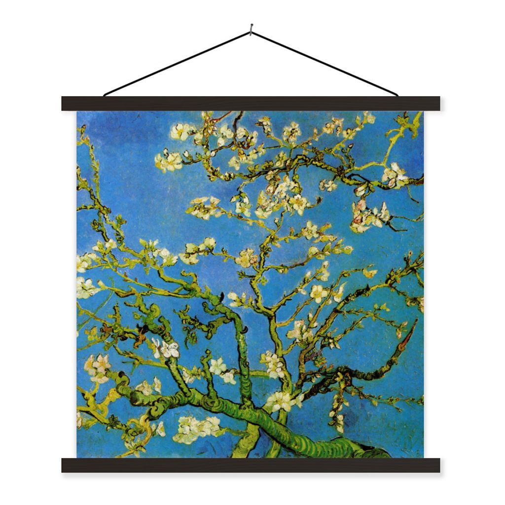 MuchoWow Textilposter Mandelblüte - Vincent van Gogh 40x40 cm mit schwarzem Rahmen - Fotos