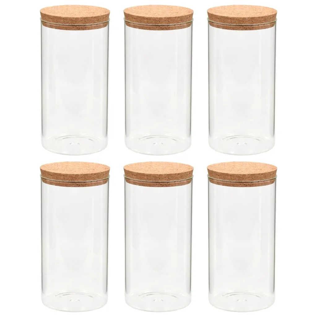 vidaXL Barattoli di stoccaggio con coperchio in sughero 6 pz. 1100 ml