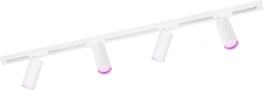Ledvion - Schienensystem lampen, 1m, 1-Phasen, 4,9W, inklusive 4x GU10 LED , Weiss, RGB, 4-flammig Spot, spotlight, deckenspot, deckenstrahler, str...