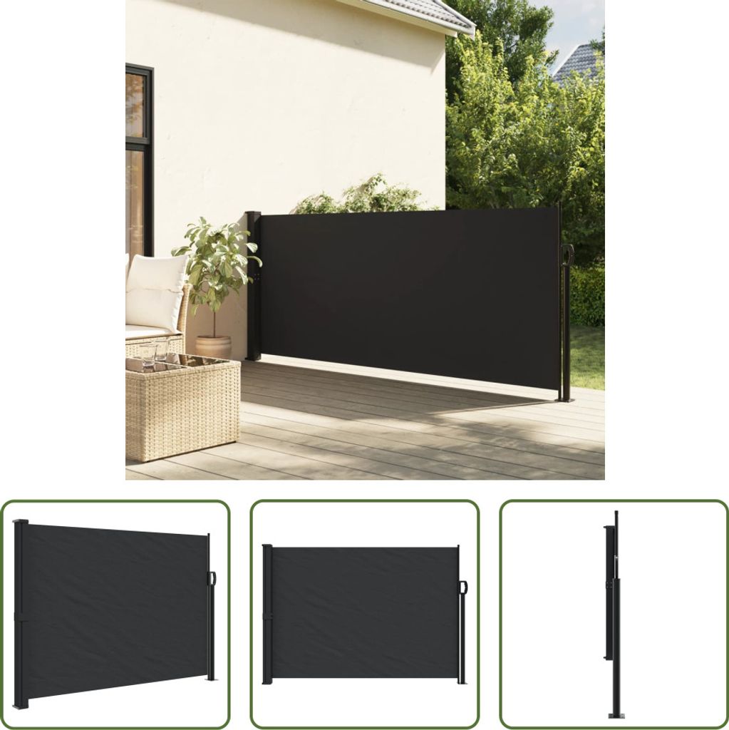 The Living Store Seitenmarkise Ausziehbar Schwarz 140x500 cm