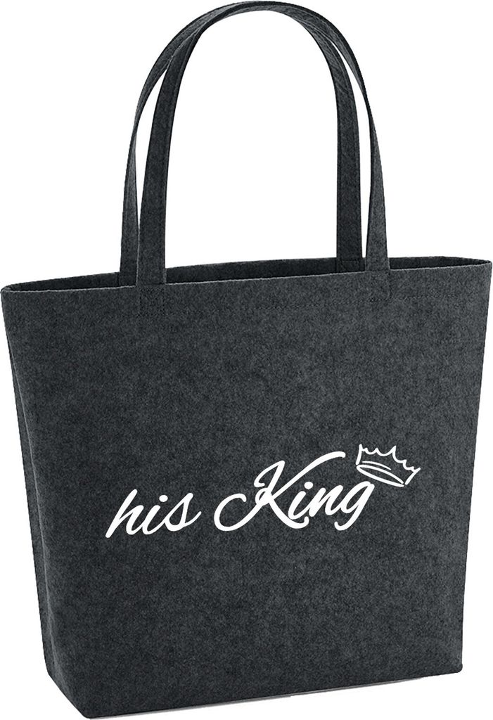 Huuraa Filzshopper his King Krone 22 Liter Charcoal Melange Filztasche Geschenkidee