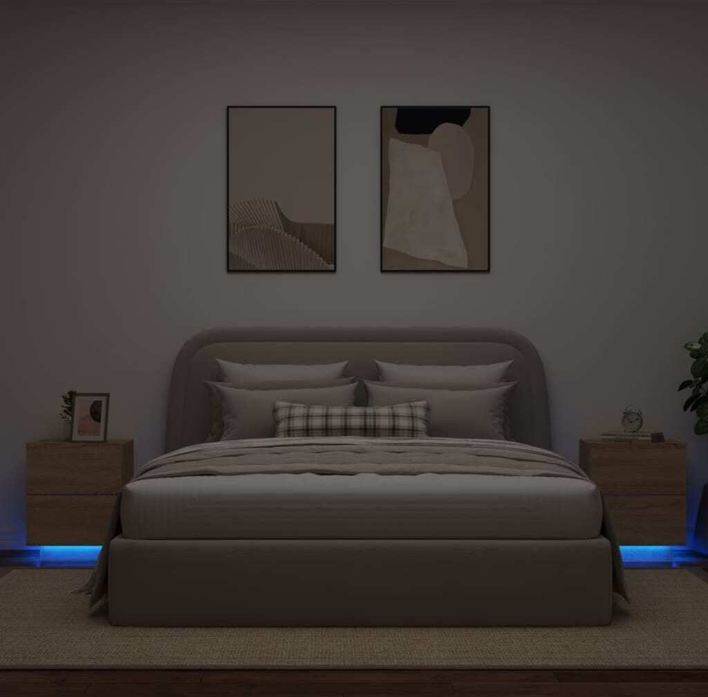 Maison Exclusive - Nachttische mit LED-Leuchten 2 Stk. Sonoma Eiche Holzwerkstoff