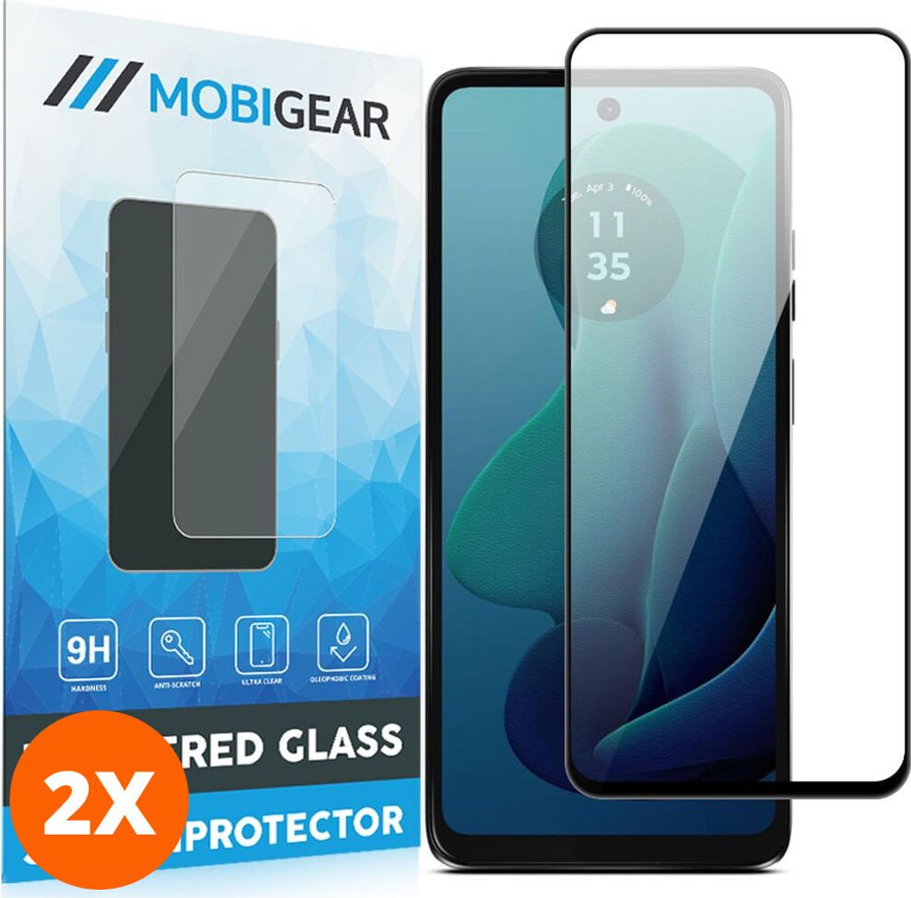 Mobigear Premium 4.99 Motorola Moto G24 Power Panzerglas Gehärtetes Glas Displayschutz - Hüllenfreundlich (2er Pack)