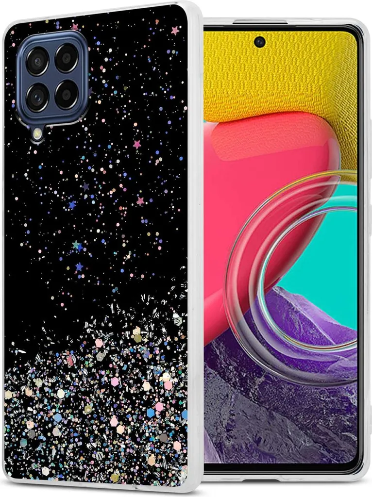 Cadorabo Cover Glitter Samsung M53 5G: Protezione TPU Nero Scintillante