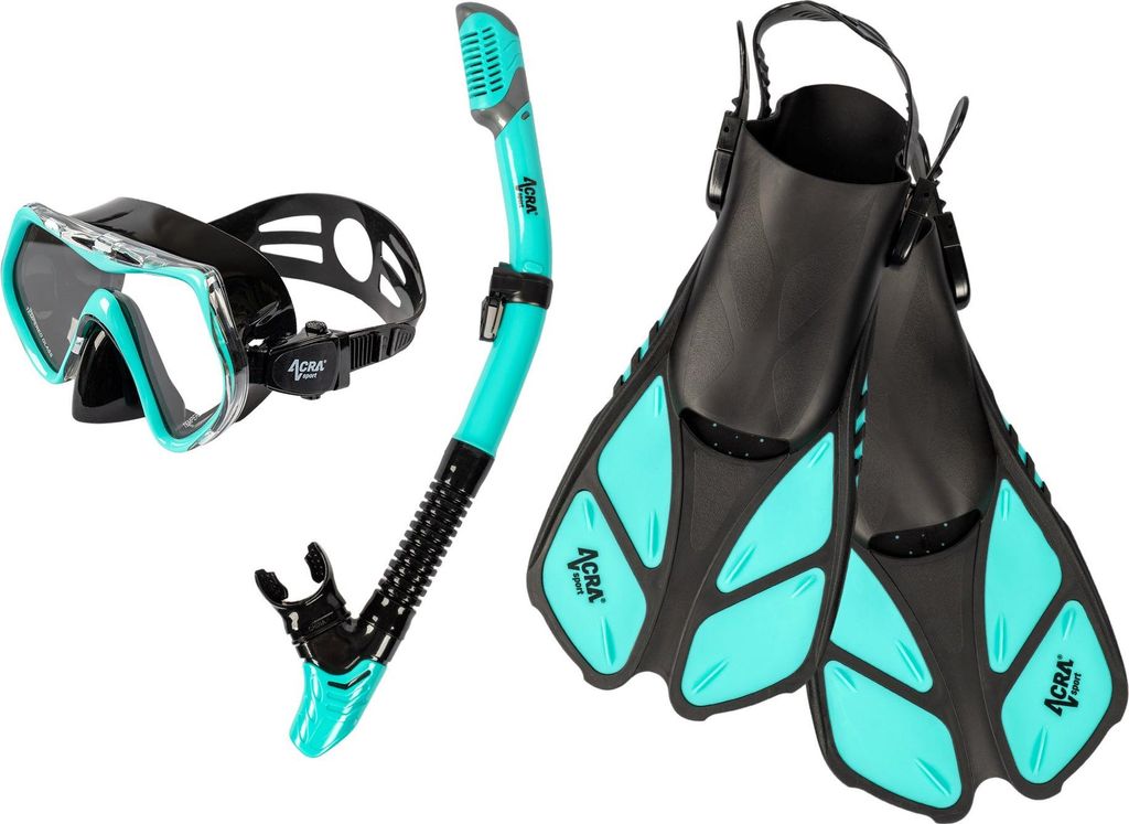 Set snorkeling ACRA 3in1, turchese, S/M, pinne taglia Immagine del prodotto 