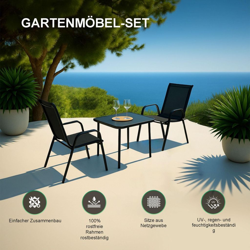 Black Forest Klassisches Gartenmöbel-Set aus Textilene, Produktbild 