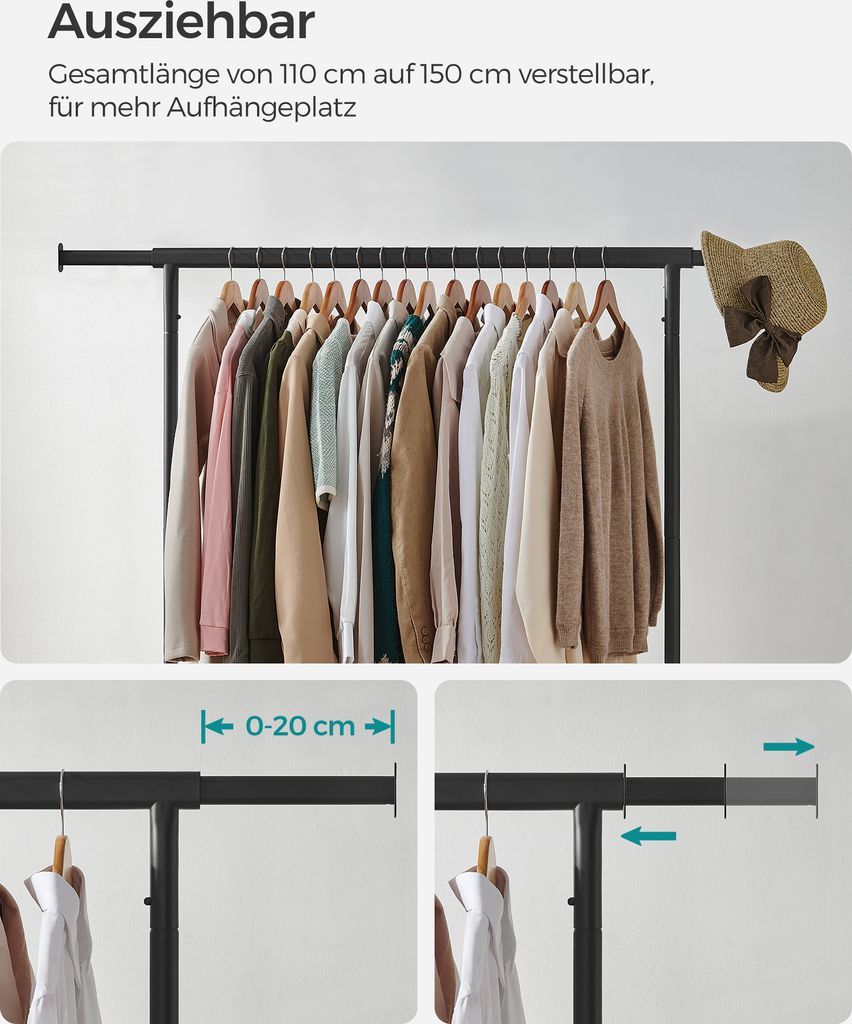 SONGMICS Kleiderständer Garderobenständer auf Rollen aus Produktbild 4