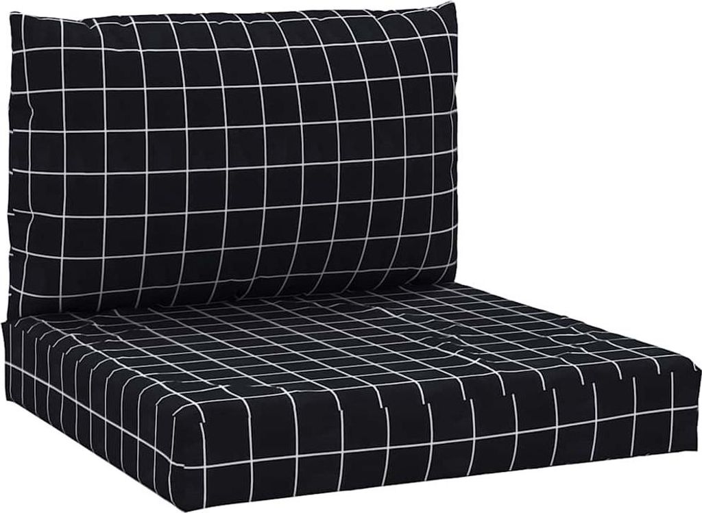 vidaXL Palettenkissen 2 Stk. Schwarz Karomuster Oxford-Gewebe