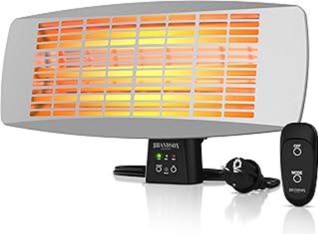 Brandson - Infrarot Wickeltischstrahler - Wickeltisch Heizstrahler Baby mit Fernbedienung - 1800 Watt - 3 Leistungsstufen Heizelemente - LED Power-...