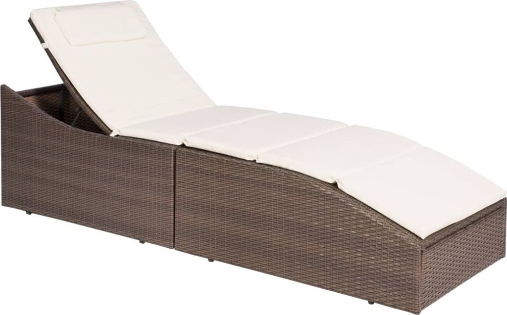 Sonnenliege mit Polsterauflage Poly Rattan Braun