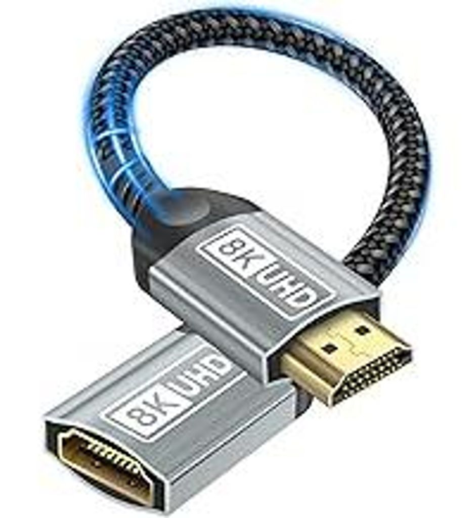 HDMI Verlängerungskabel 0,5M, 8K HDMI Verlängerung Kabel Stecker auf Buchse Adapter Ultra Highspeed Ethernet UHD HDR ARC 3D Kompatibel mit TV Sti...