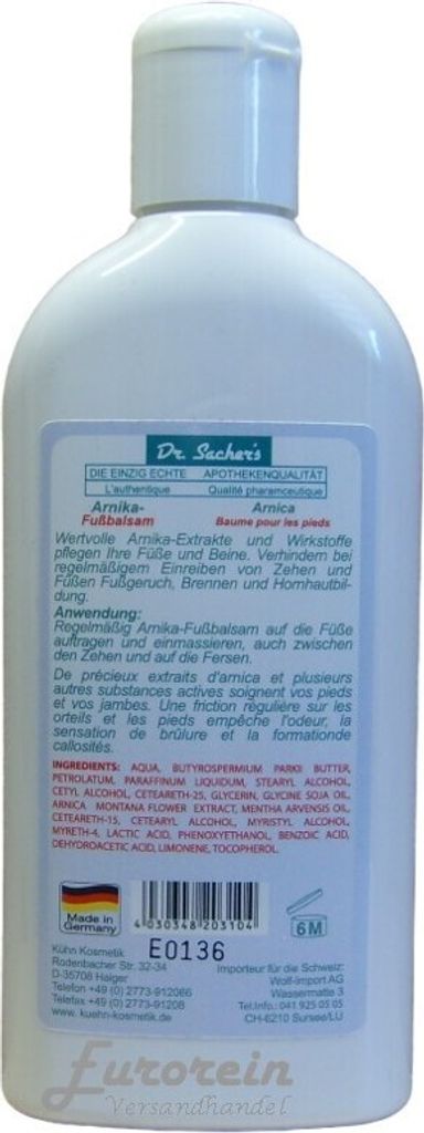 Arnika Fußbalsam 250 ml von Dr. Sacher´s Produktbild 2