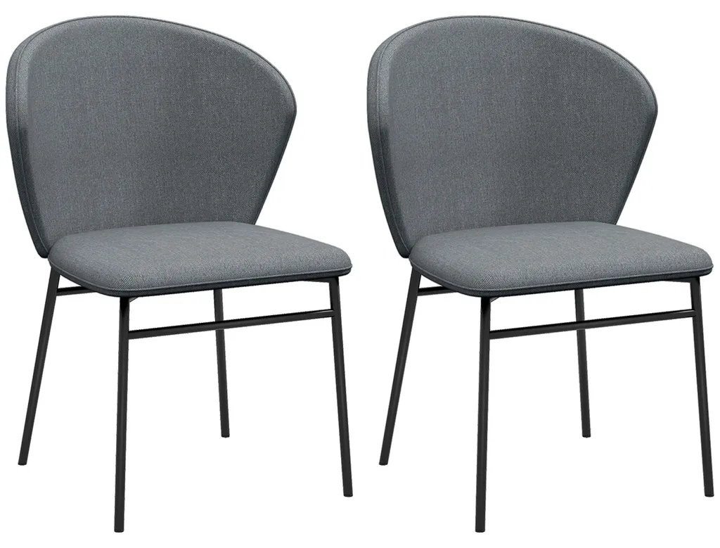 Chaise de salle à manger design moderne grise en tissu et métal lot de 2