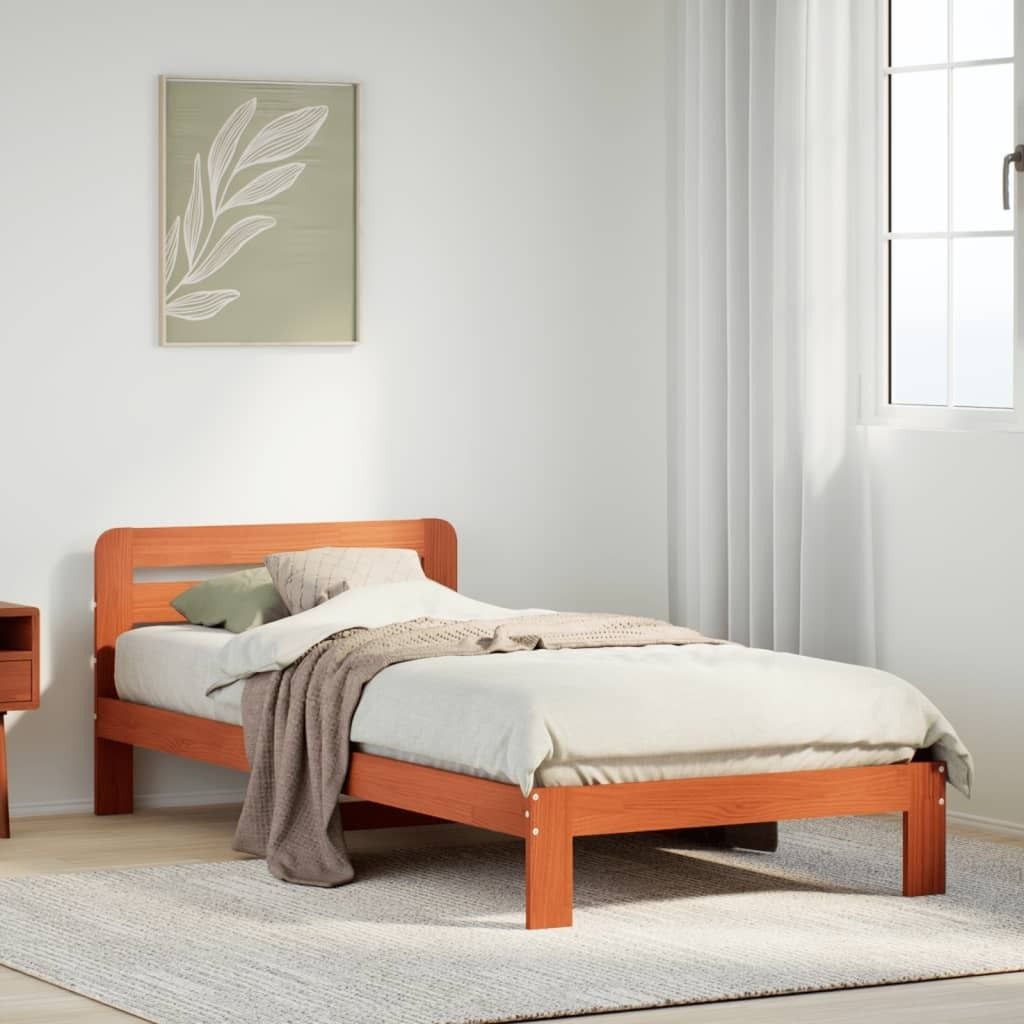 Maison Exclusive - Massivholzbett ohne Matratze Wachsbraun 90x190 cm Kiefernholz