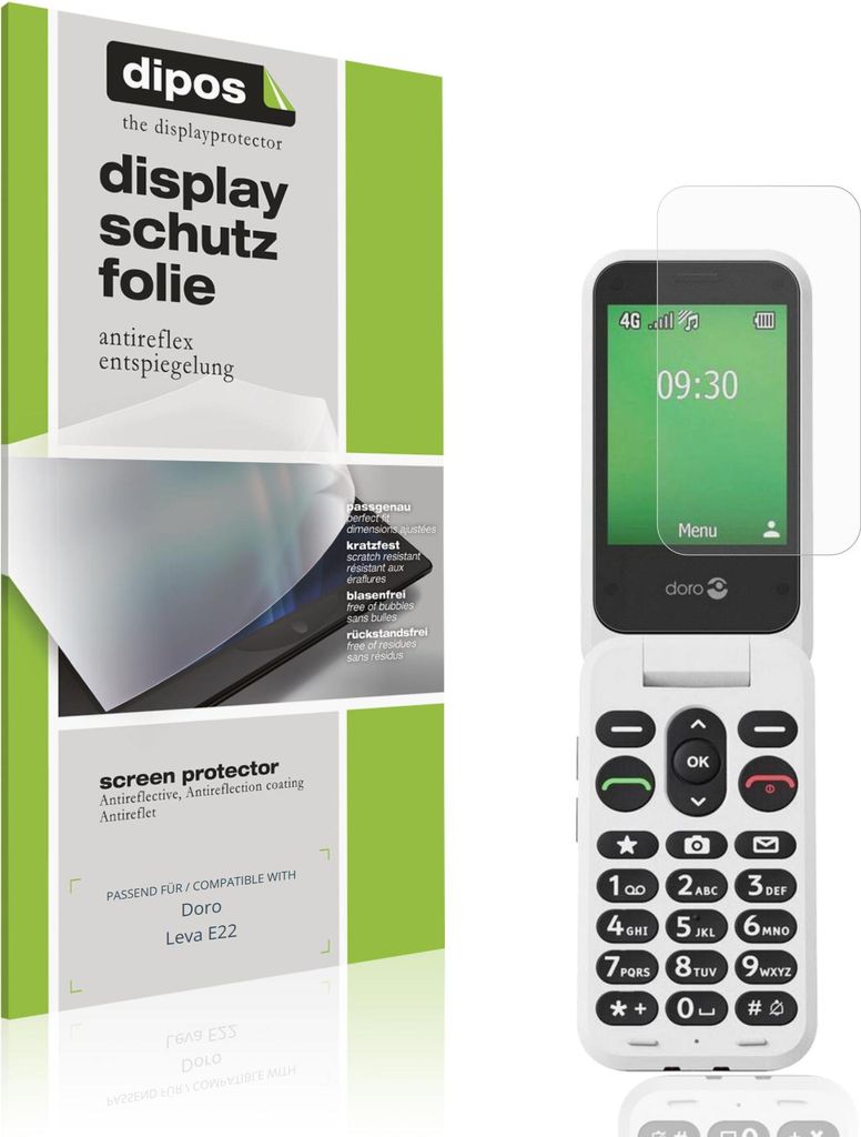 4x Schutzfolie für Doro Leva E22 matt Displayschutzfolie Folie Display Schutz dipos