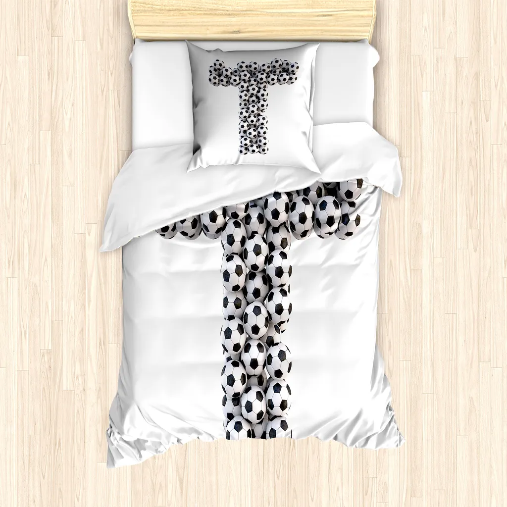ABAKUHAUS Set Copripiumino Lettera T 135x200cm - Antiacaro Sportivo - 1