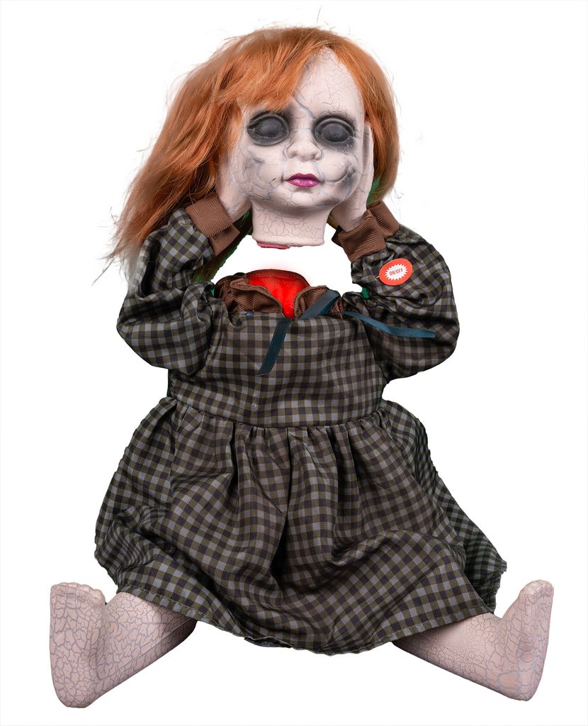 Halloween-Animatronic-Puppe: Kopflose Puppe, sitzend, Licht, Ton und Bewegung (27,5