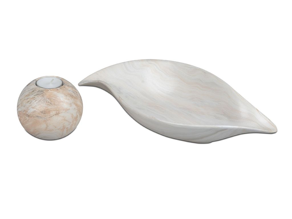 Teelichthalter MARMOR in Kugelform H. 9cm creme braun Produktbild 3