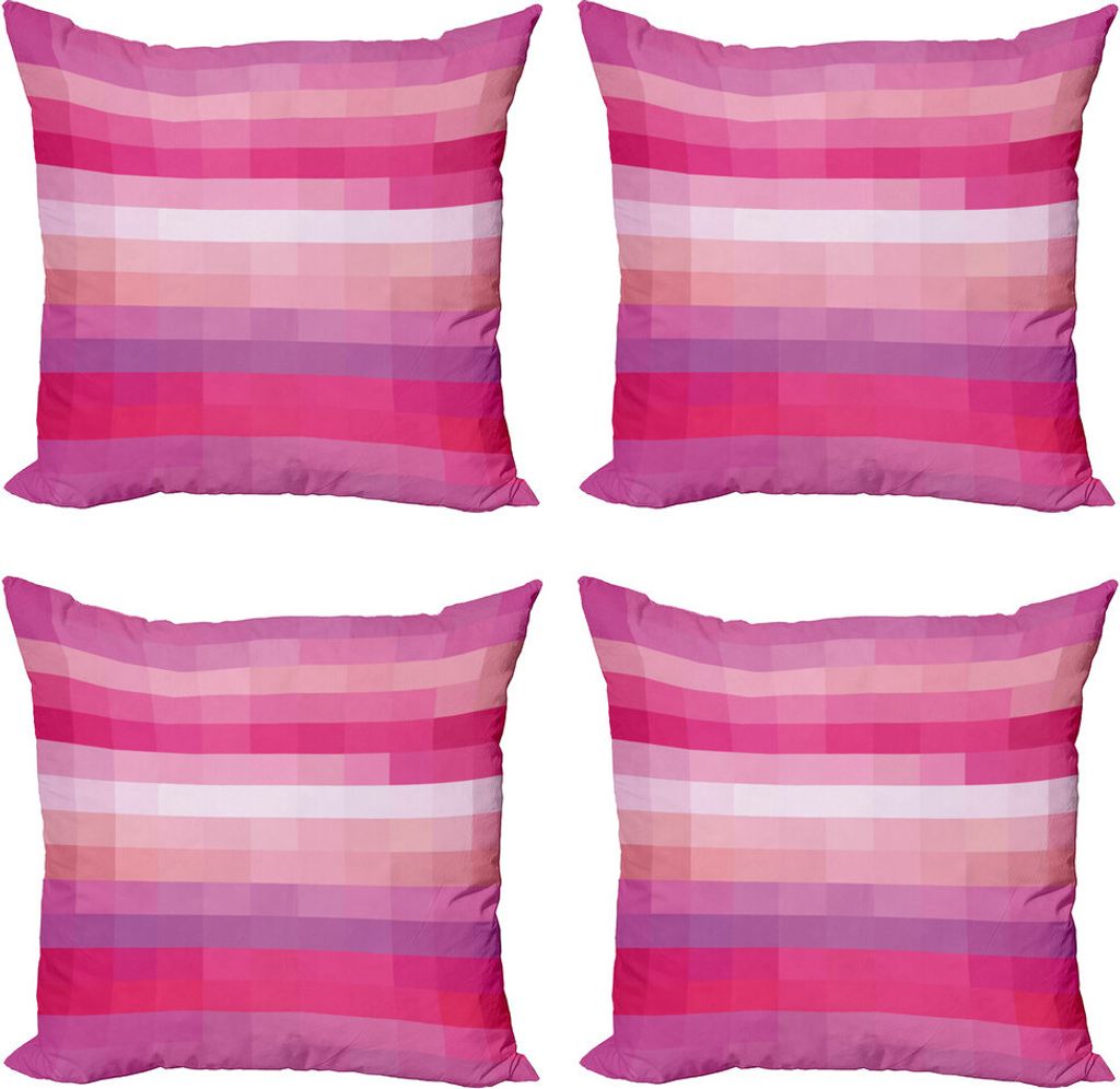ABAKUHAUS Hot Pink Kissenbezug Set (4 Stück), Zusammenfassung Vibrant, Moderner Doppelseitiger Digitaldruck, 40 cm x 40 cm, Getrocknete Rose Pale ...