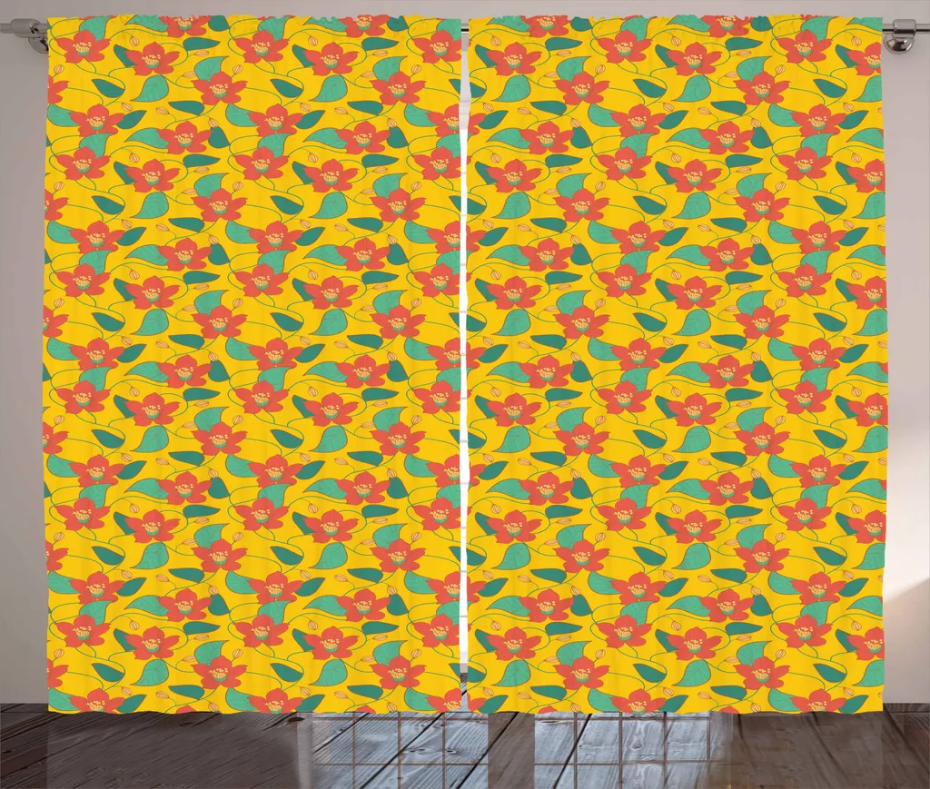 Tenda in Microfibra ABAKUHAUS 280x175 cm Stampa Digitale Fiori Retrò