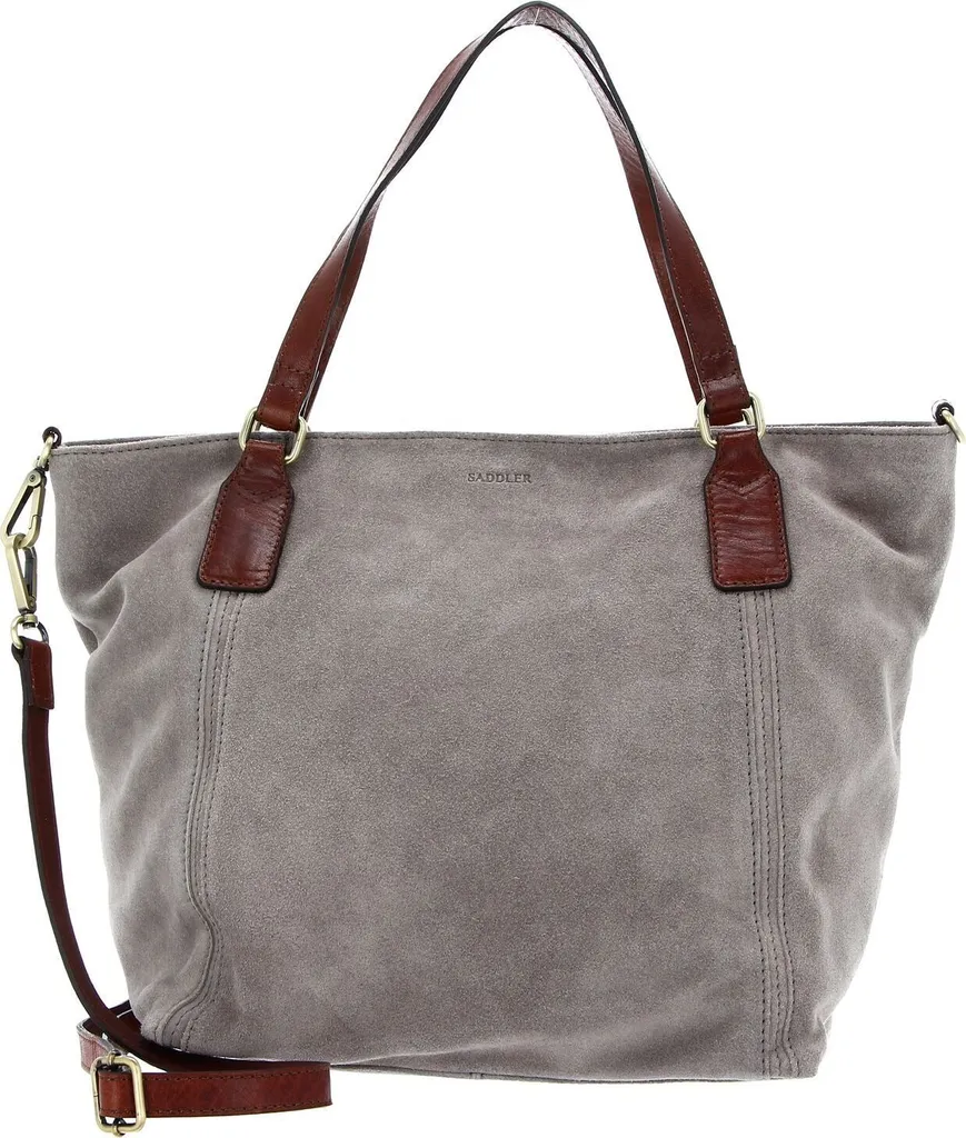 Sac à Épaule Inés SADDLER en Cuir Grainé Gris Elephant - Volume Généreux
