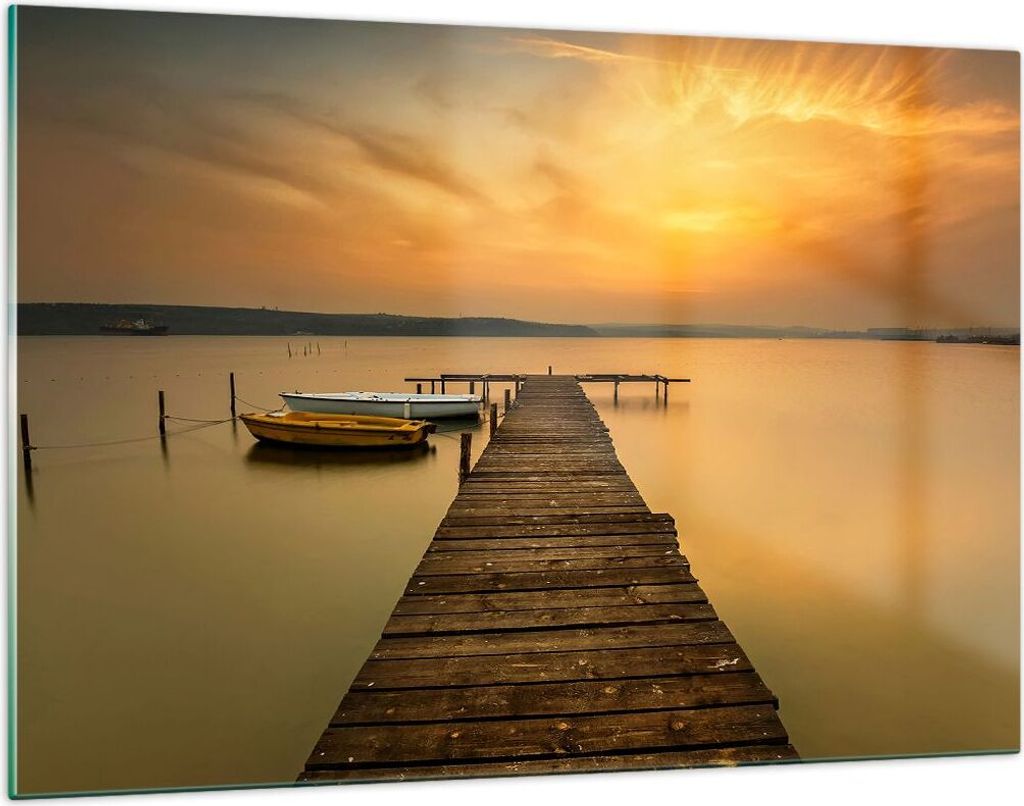Bilder auf glas - See Brücke - 120x80cm - Glasbilder - Wandbilder - Bilder - Kunstdruck - zum Aufhängen bereit - Wanddekoration aus Glas - Glas B...